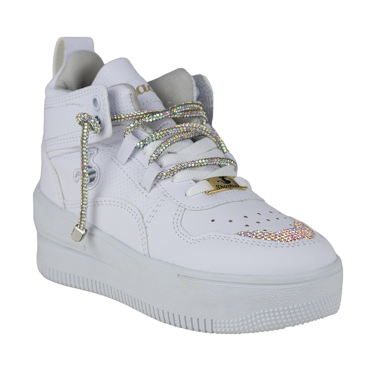 Tenis Tipo Bota Plataforma Mujer Shadow 3003 Blanco Tornasol