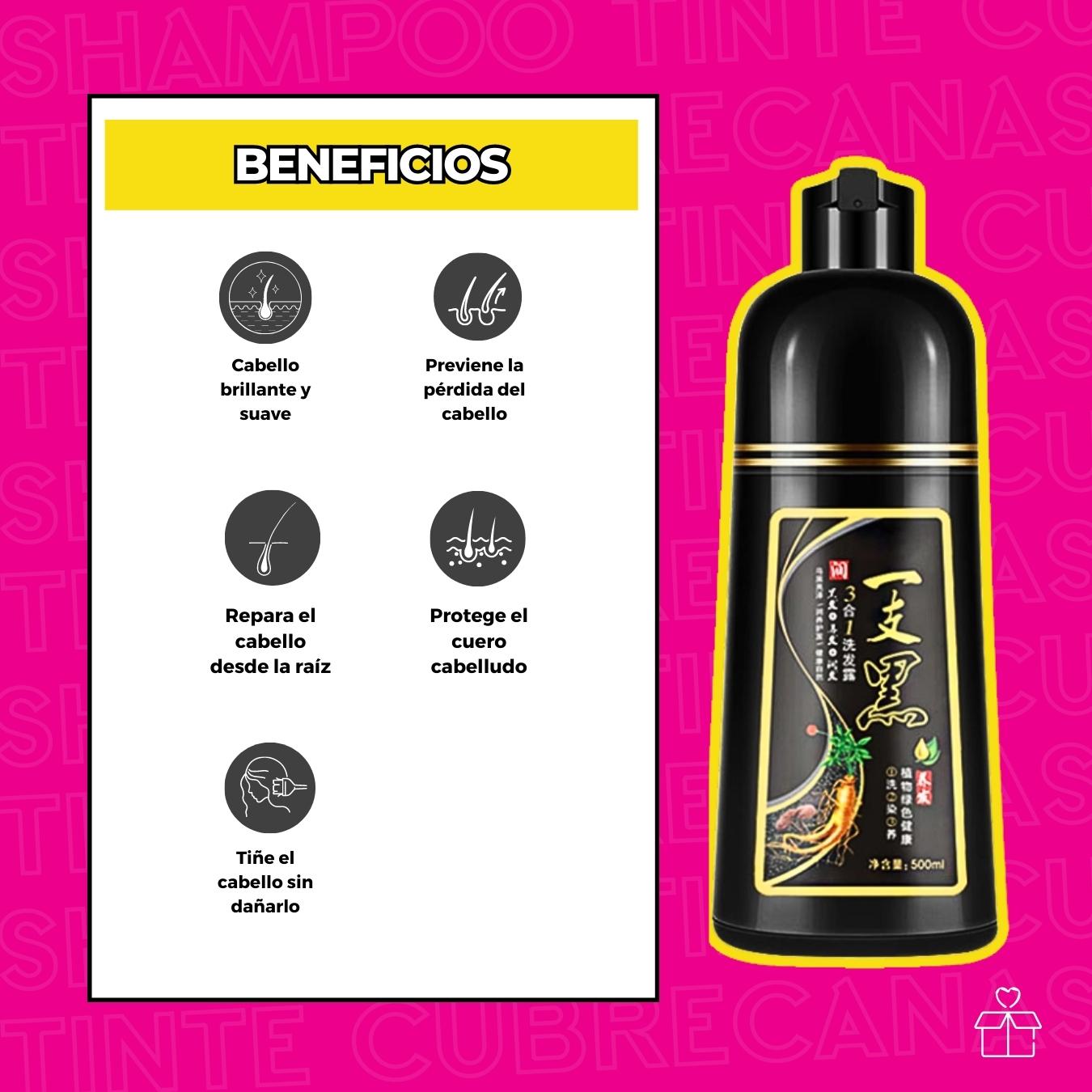 Shampoo Tinte Instantaneo Cubre Canas Natural Jengibre 500ml Borgoña.