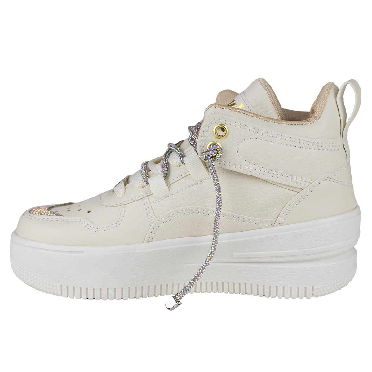 Tenis Sneaker Urbano De Mujer Suela Gruesa Shadow 3003 Latte