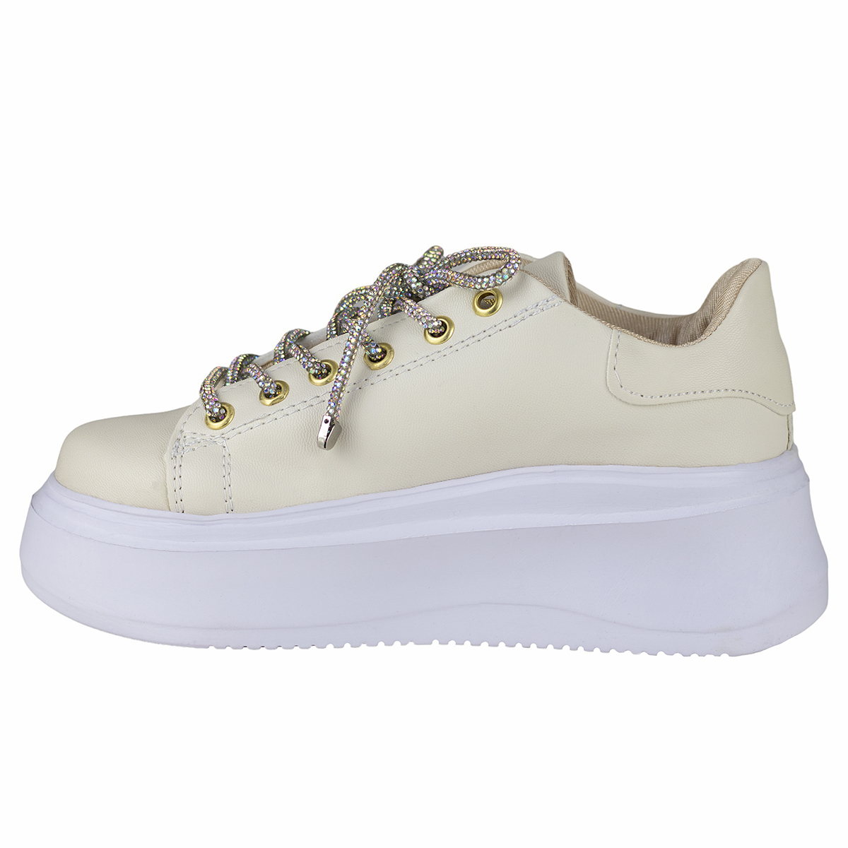 Tenis Plataforma Para Mujer Shadow Urbanos 3014 Blanco Latte