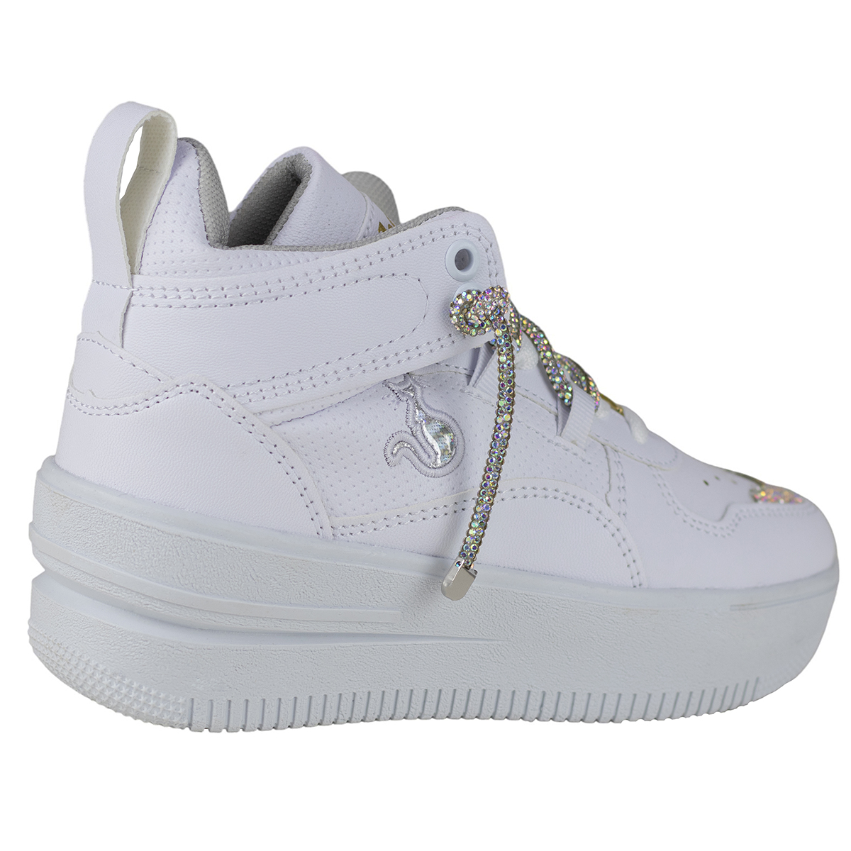 Tenis Tipo Bota Plataforma Mujer Shadow 3003 Blanco Tornasol
