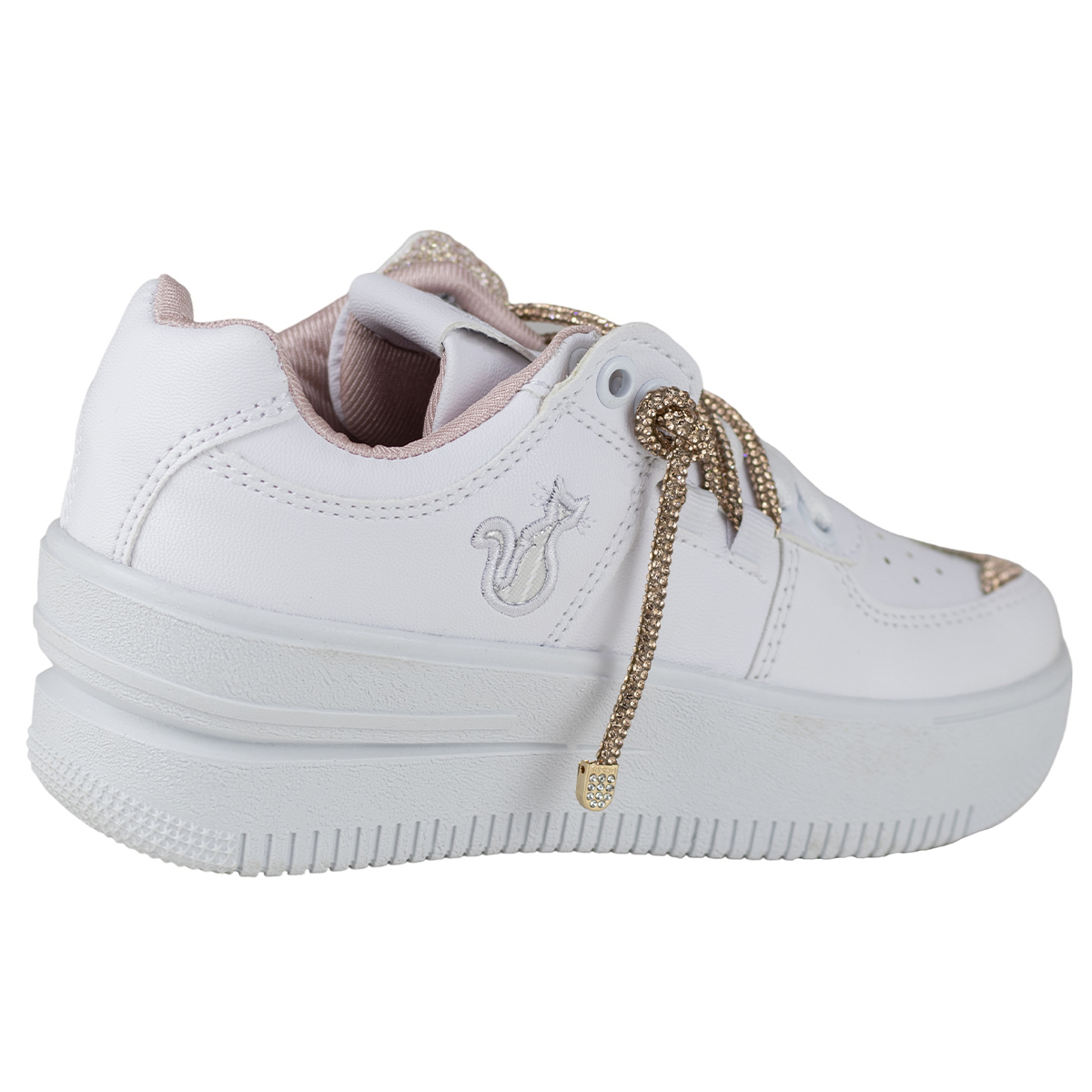 Tenis Blanco Rosa Mujer Plataforma Urbano Shadow 2084 Sintetico