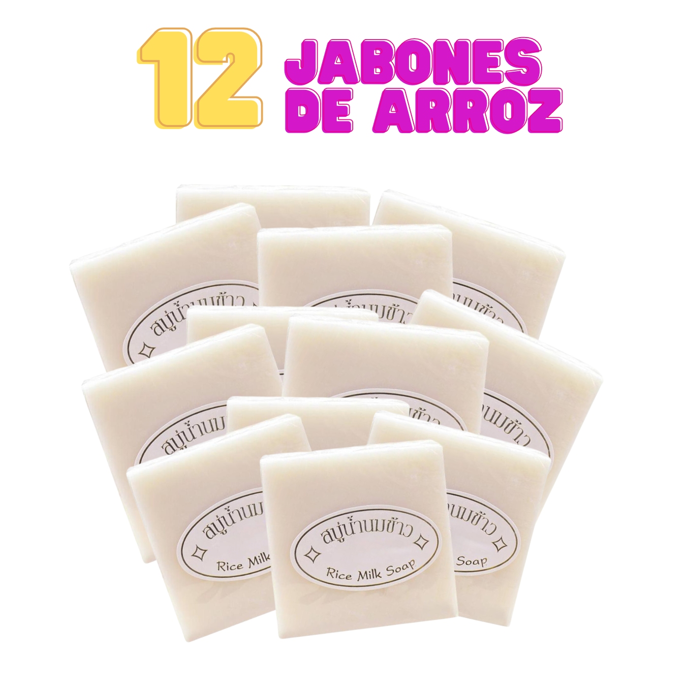 12 Jabones Arroz Tailandes Exfoliante Aclara.