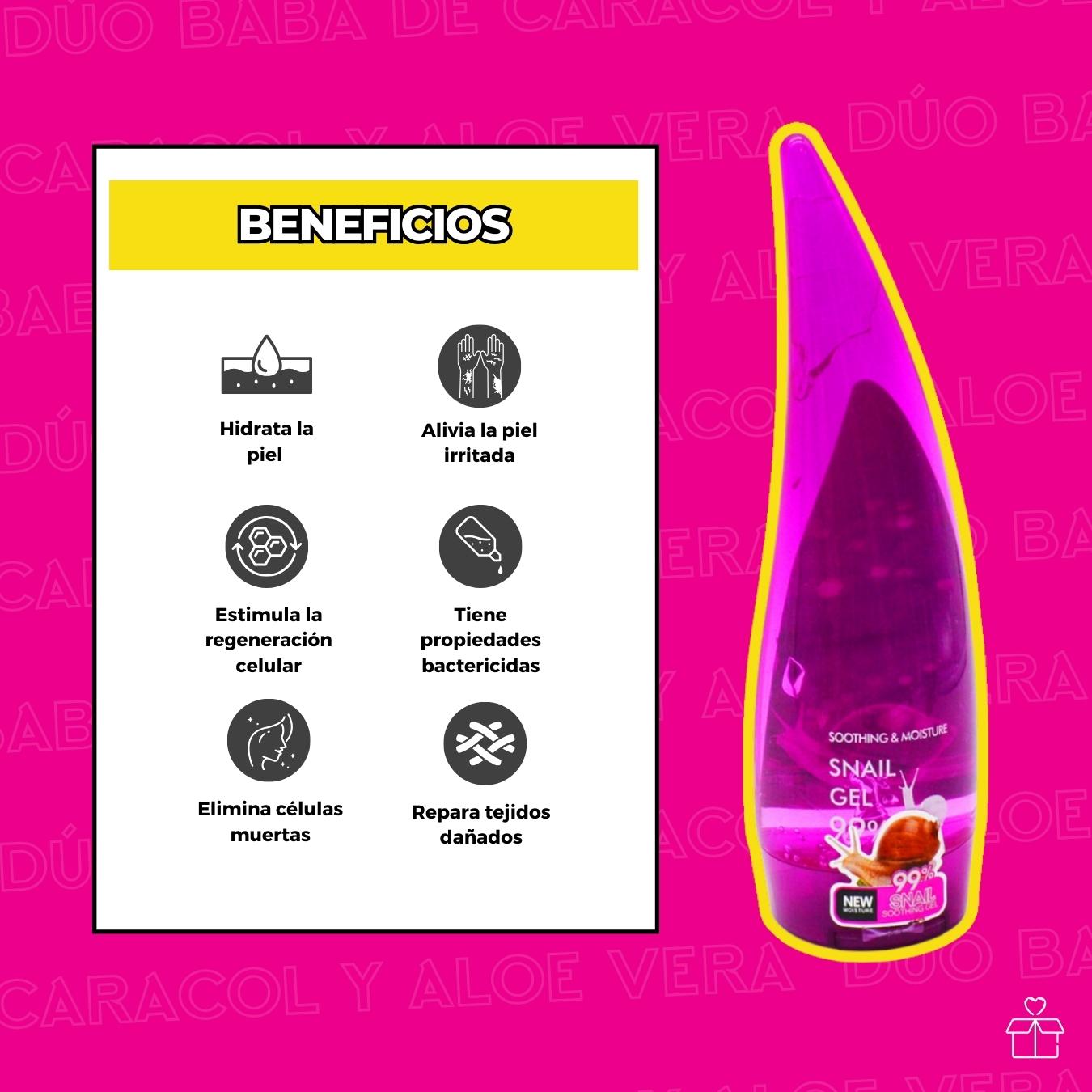 Gel Aloe Vera Y Baba Caracol Hidratante.