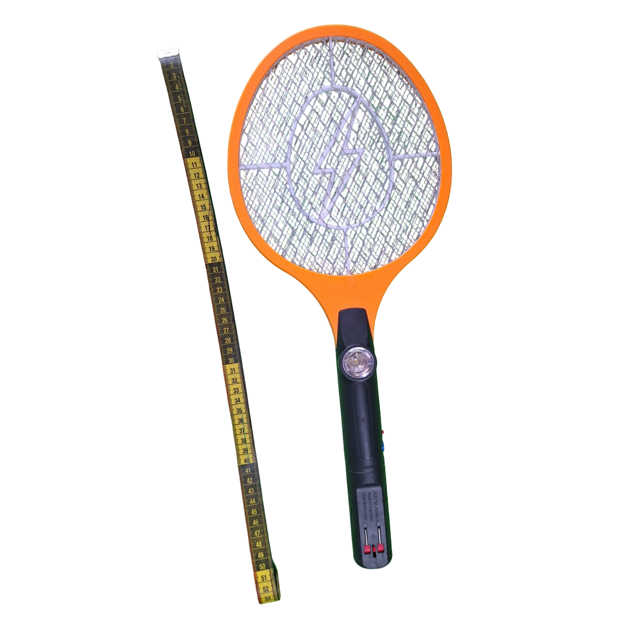 Raqueta Eléctrica Mata Moscas Mosquitos Recargable Color Naranja Luz Led