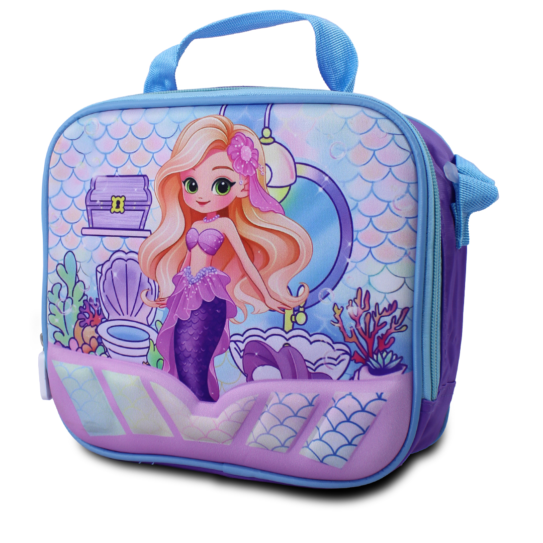 Kit Mochila Lonchera Y Lapicera Diseño Sirenita Para Niños .