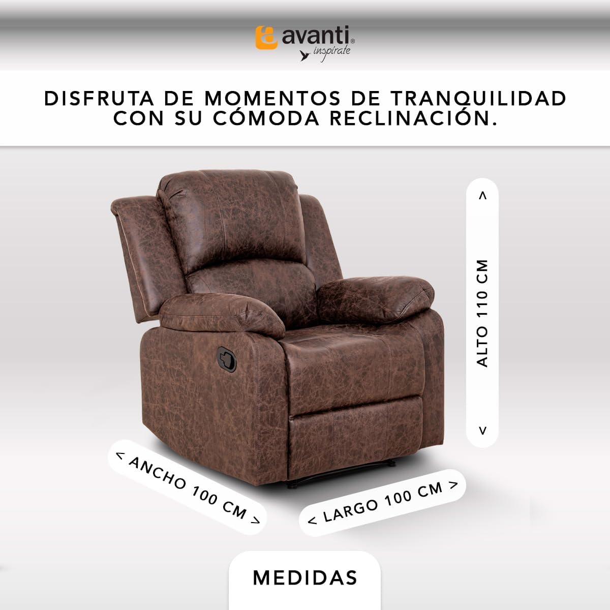 Sillon Reclinable para Adultos Individual - Sistema Manual - Reposet de Tela - West .