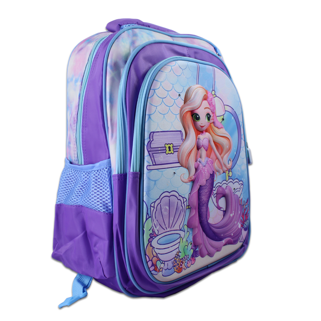 Kit Mochila Lonchera Y Lapicera Diseño Sirenita Para Niños .