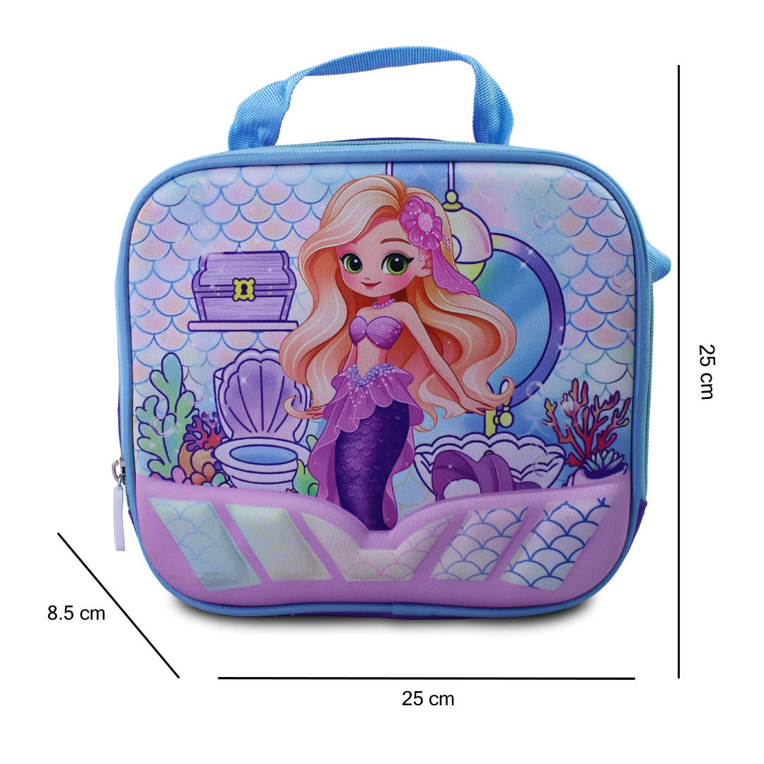 Kit Mochila Lonchera Y Lapicera Diseño Sirenita Para Niños .