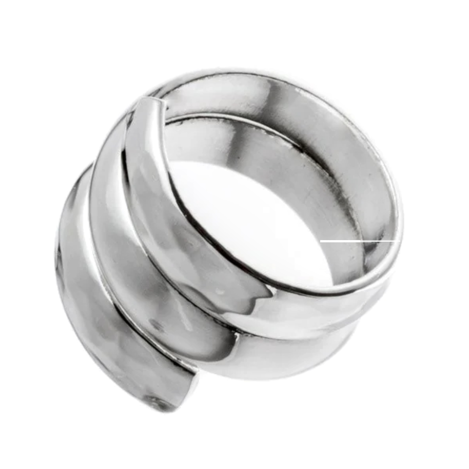 Anillo de Plata ley 925, Enroscado triple con acabado martillado numero 6.