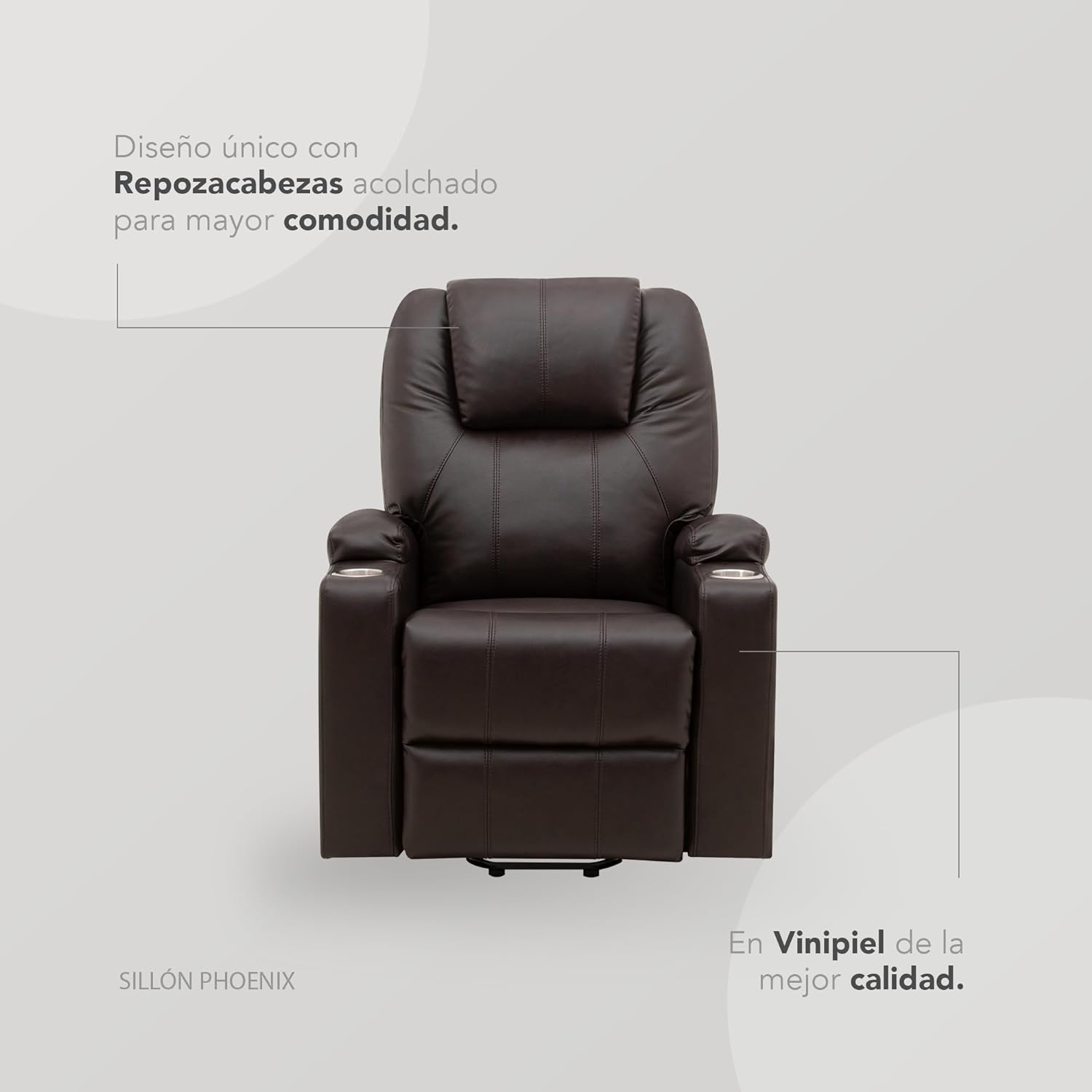 Sillón Reclinable con Masajeador Eléctrico Individual - Reposet Reclinable Confortable con Elevador para Facilitar El Descenso del Adulto del Sofá - para Sala De TV - Phoenix (Chocolate)