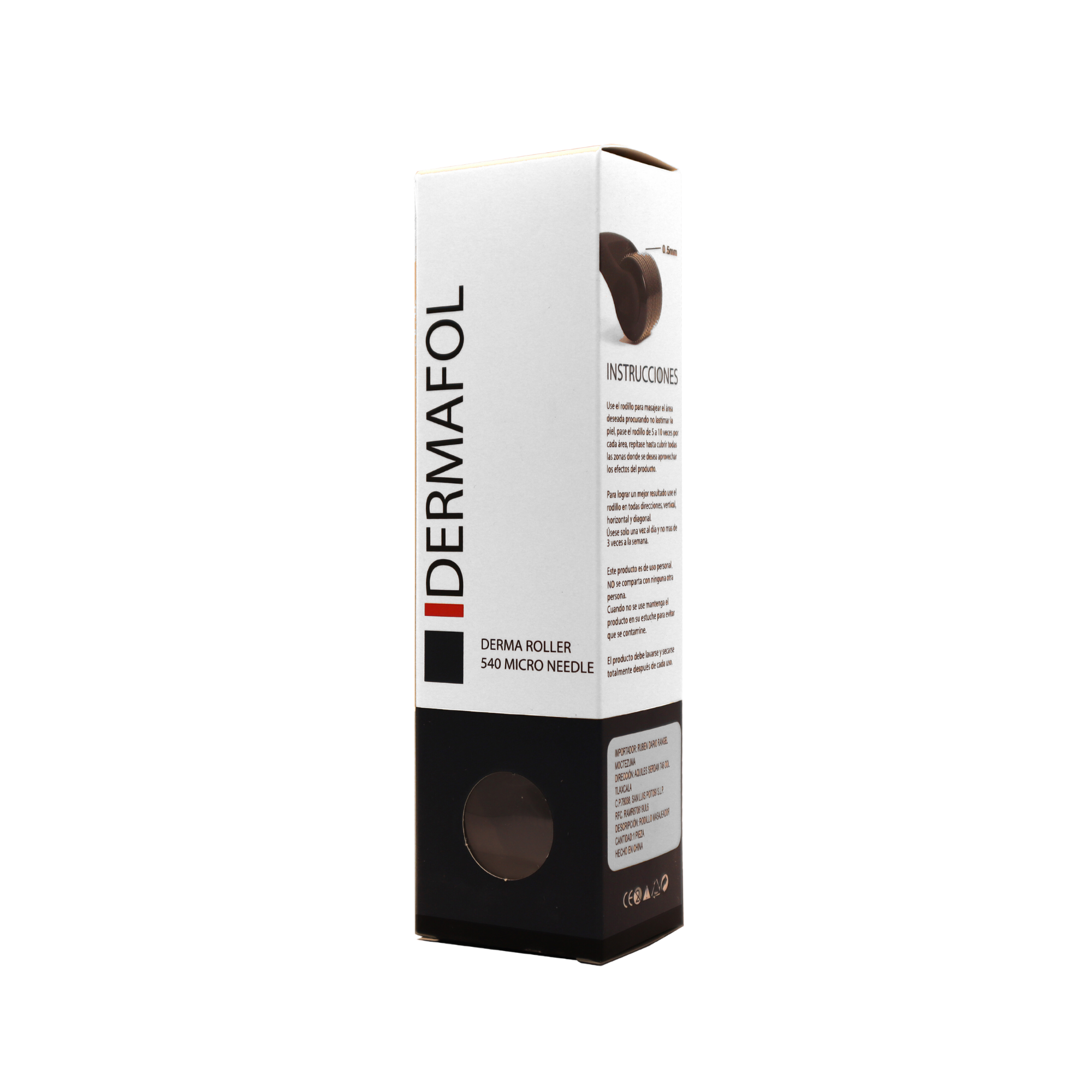 DERMAROLLER RODILLO PARA BARBA DERMAFOL 0.5 MM AGUJA TITANIO.
