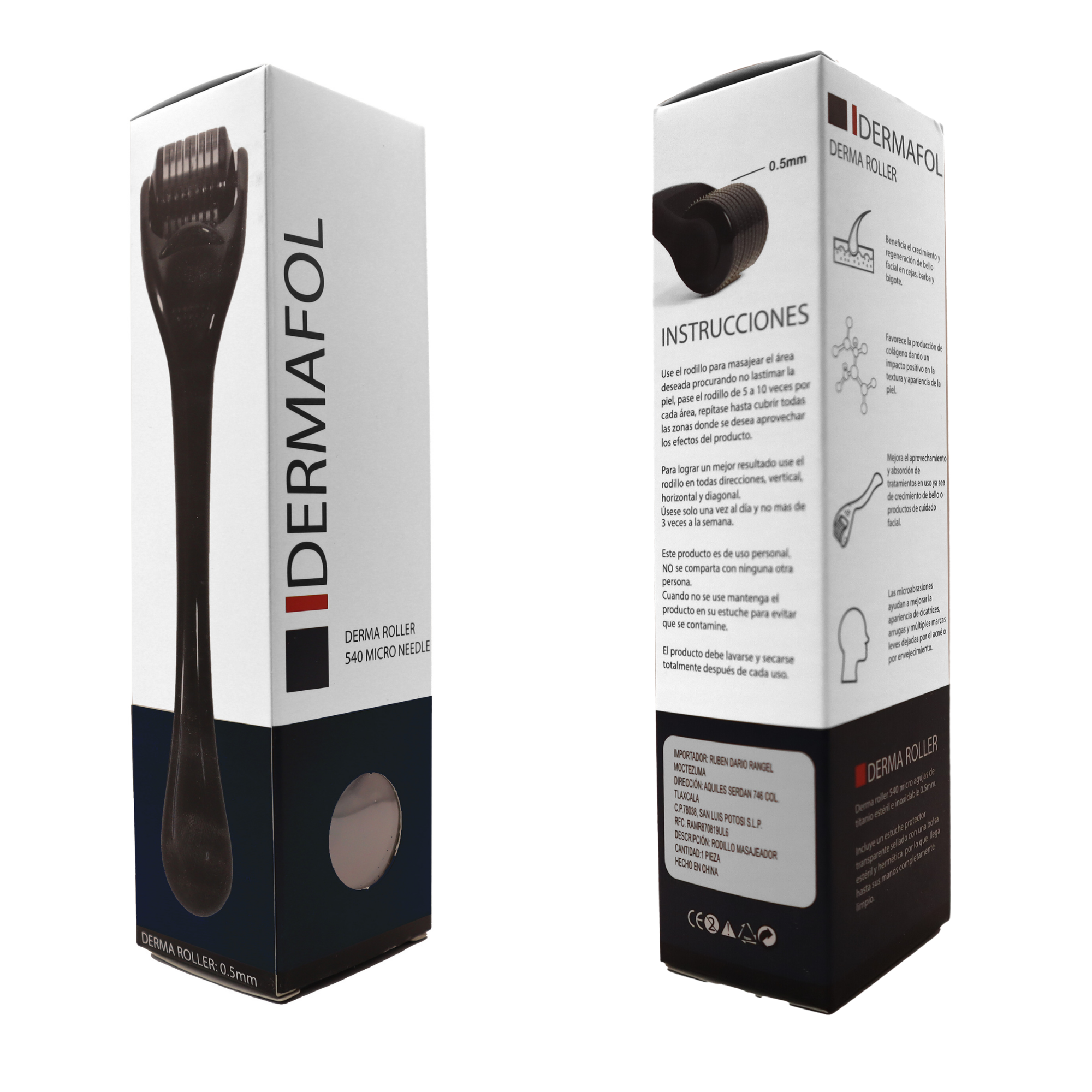 DERMAROLLER RODILLO PARA BARBA DERMAFOL 0.5 MM AGUJA TITANIO.