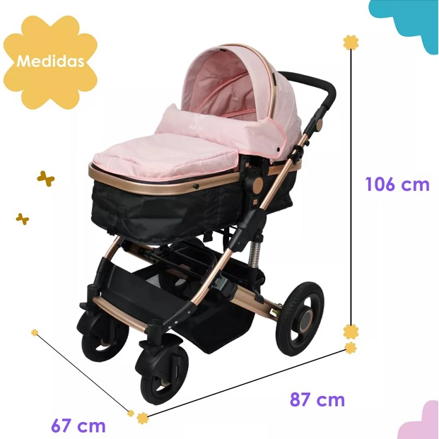 Carriola con Portabebe GALACTUS Orion Guby Rosa.