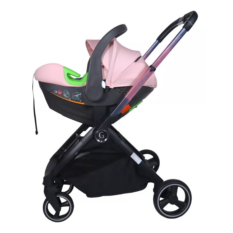 Carriola con Portabebe y Bambineto GALACTUS Trio Rosa.