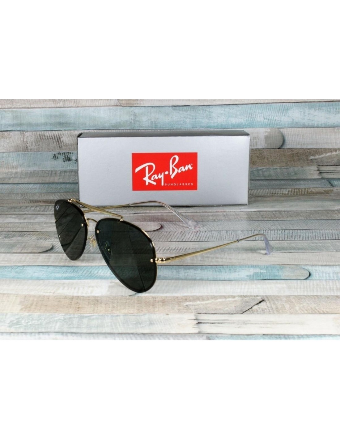 Lentes de sol Ray Ban Rb3584n 905071 Aviator Blaze Negro G-15 Dorado Original