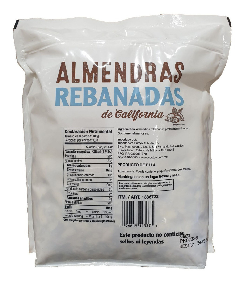 Almendras Naturales Rebanadas De California 908 G