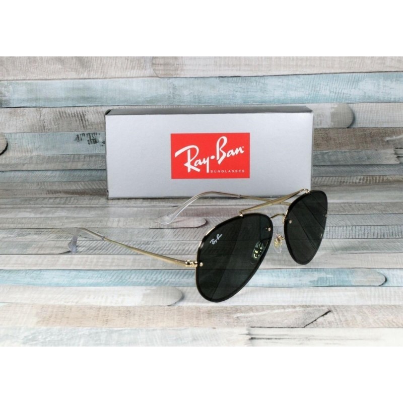 Lentes de sol Ray Ban Rb3584n 905071 Aviator Blaze Negro G-15 Dorado Original