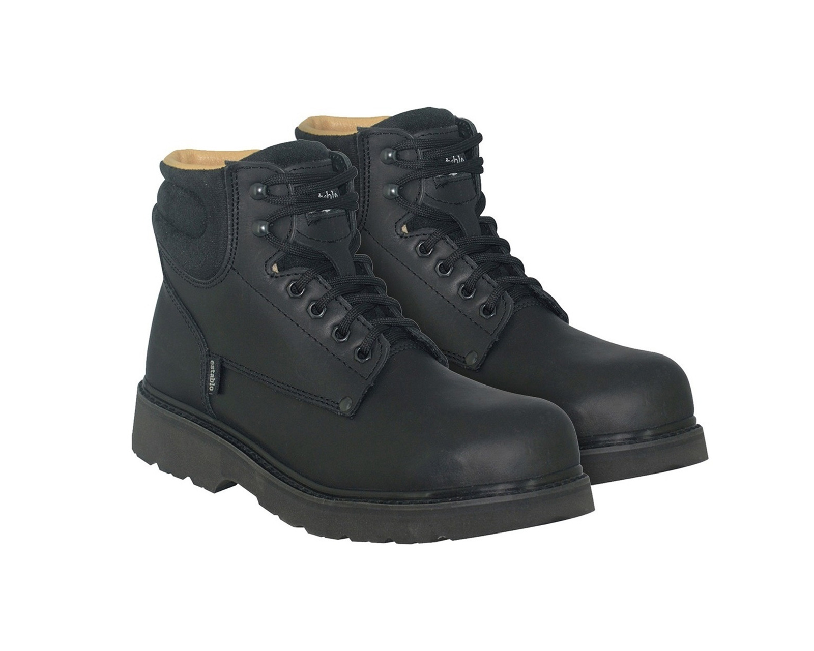 Bota Industrial De Piel Para Trabajo Con Casquillo Establo 504 Color Negro.