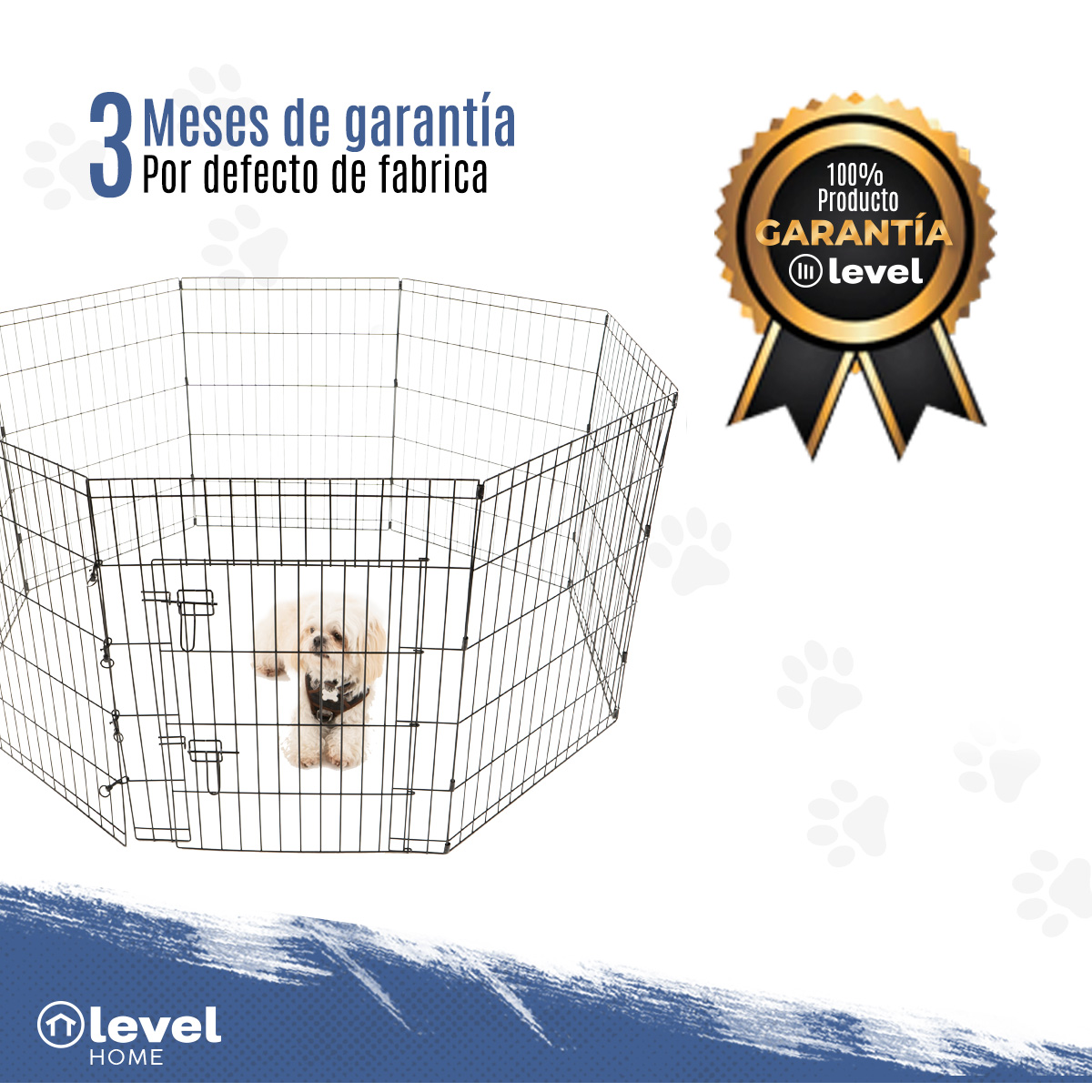 Valla Para Perros Expandible De 76cm De Alto Con Puerta Color Negro.