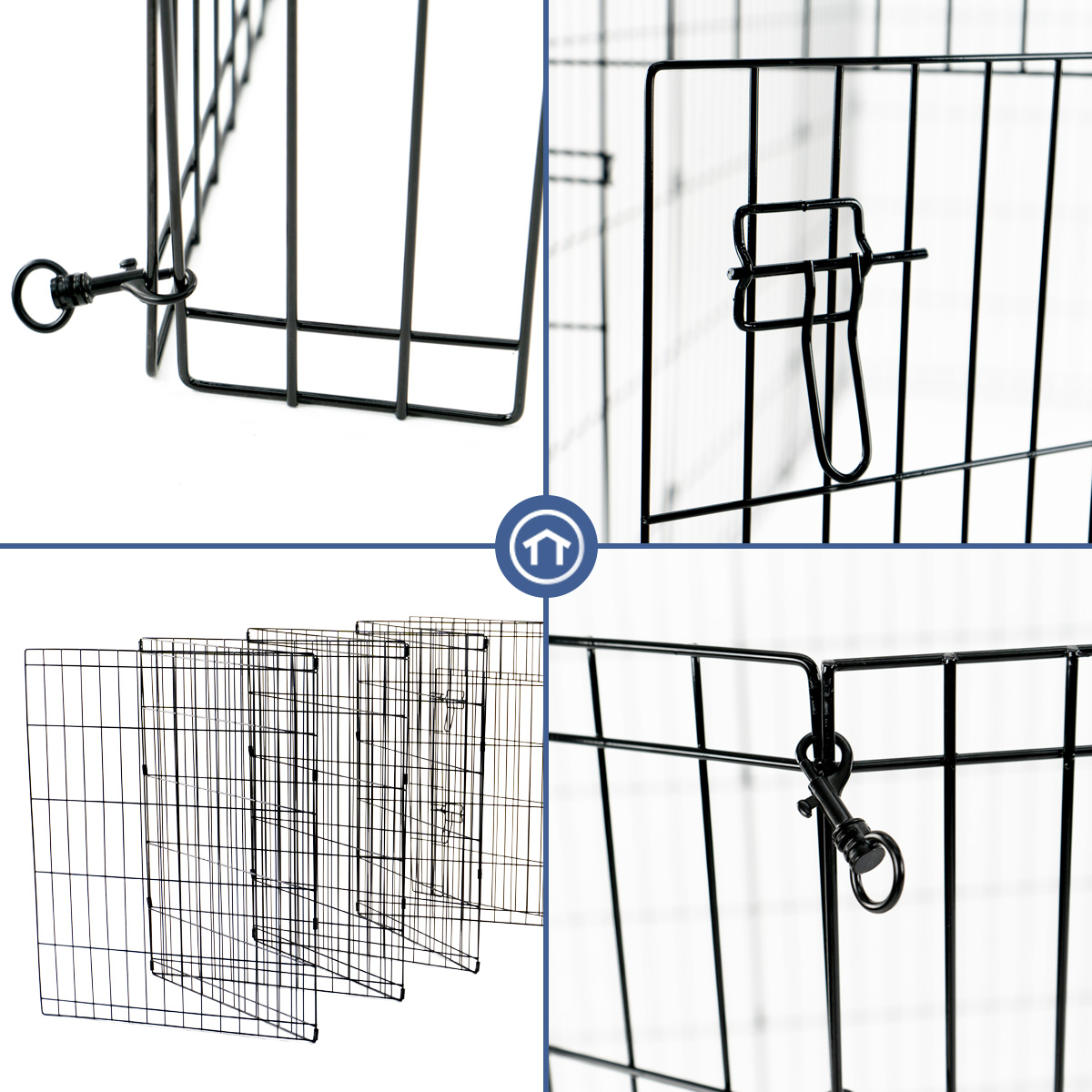 Valla Para Perros Expandible De 76cm De Alto Con Puerta Color Negro.