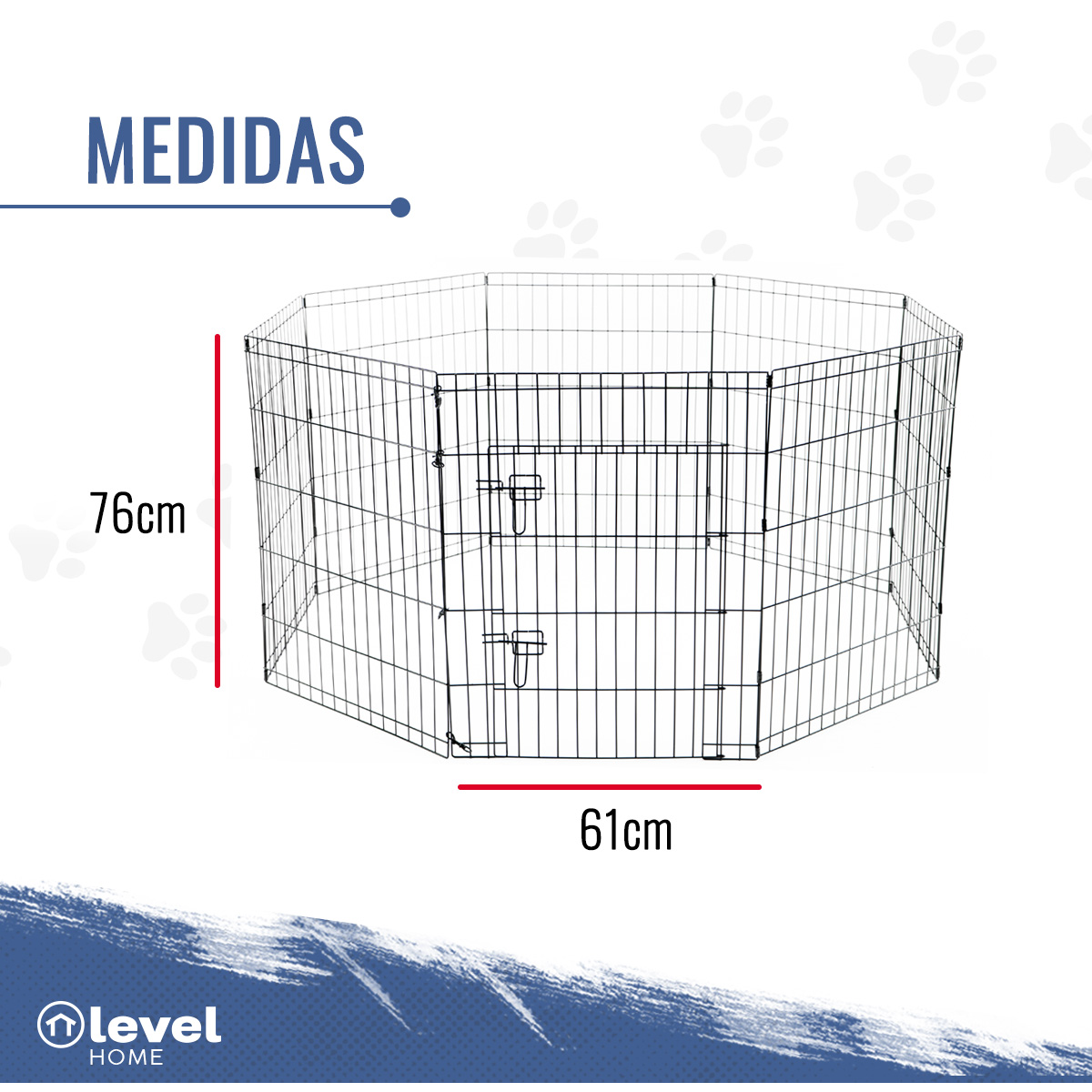 Valla Para Perros Expandible De 76cm De Alto Con Puerta Color Negro.
