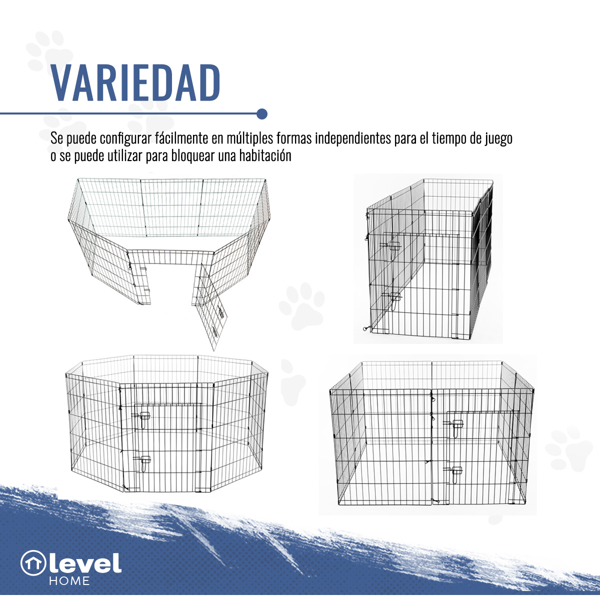 Valla Para Perros Expandible De 76cm De Alto Con Puerta Color Negro.