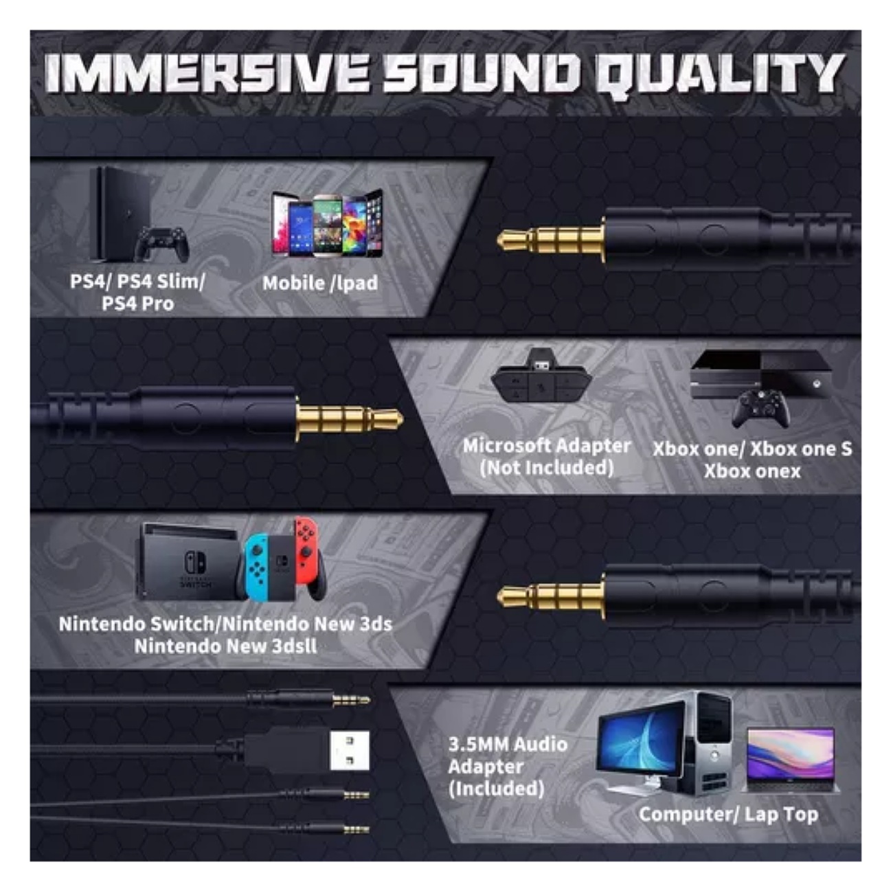 Audífonos Gamer Onikuma K19 Con micrófono Luz Rgb Led Para Xbox Ps4 Pc