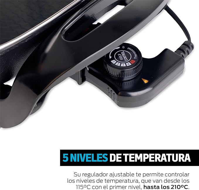 Redlemon Sartén Eléctrico Antiadherente de 4.5 Litros con Tapa de Vidrio Templado y Regulador Ajustable de Hasta 5 Temperaturas, Sartén con Parrilla Eléctrica Ideal para Cocinar Todo Tipo de Platillos