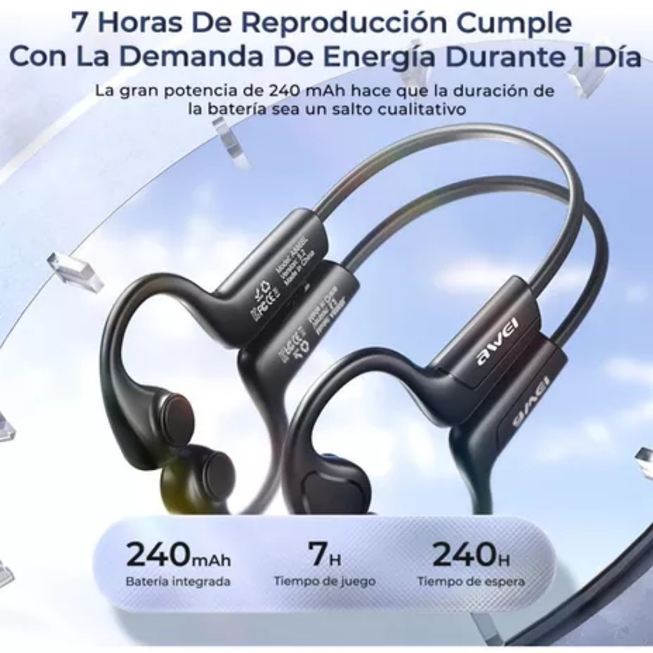 Audífonos Conducción Osea Awei A886bl Audicularer Bluetooth Audífonos Inalámbricos Conduccion Osea Bluetooth 5.2 Deportes Color Negro