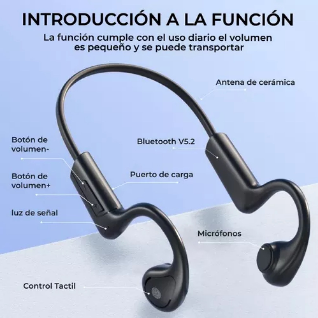 Audífonos Conducción Osea Awei A886bl Audicularer Bluetooth Audífonos Inalámbricos Conduccion Osea Bluetooth 5.2 Deportes Color Negro
