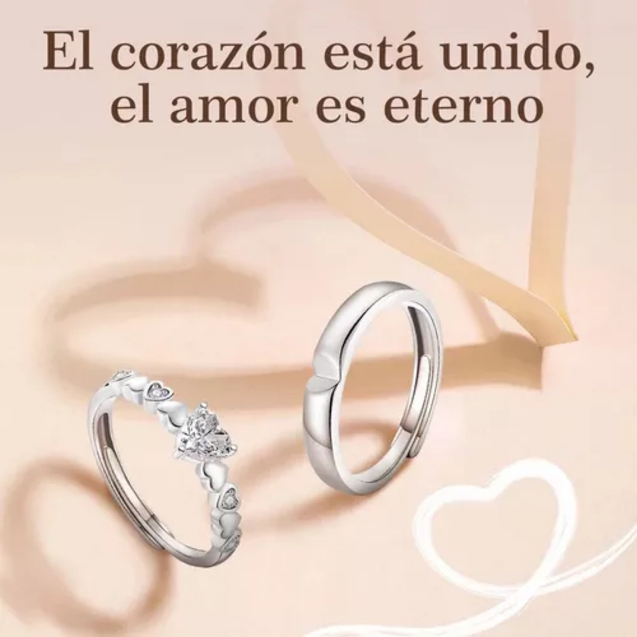 2 Anillos Promesa Plata Fina 925 Moderno Parejas Compromiso