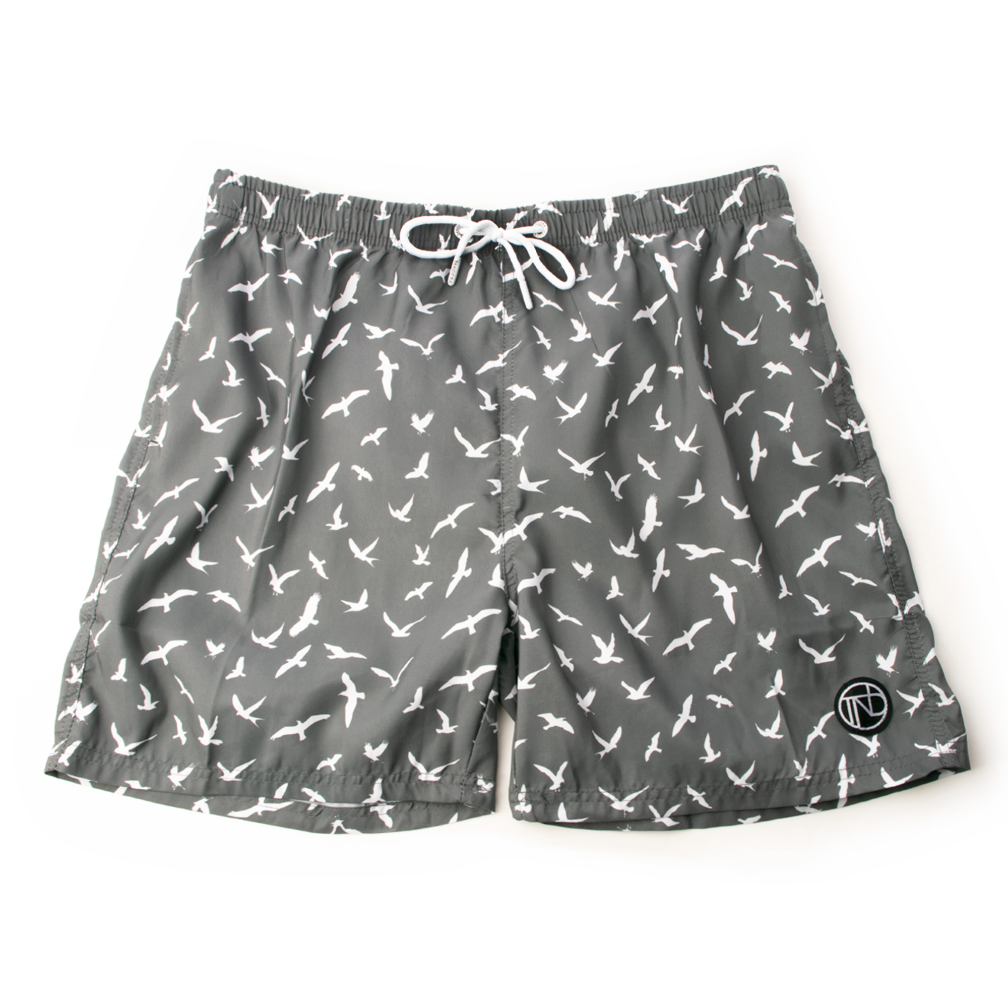 Traje de baño short hombre secado rápido aves gris