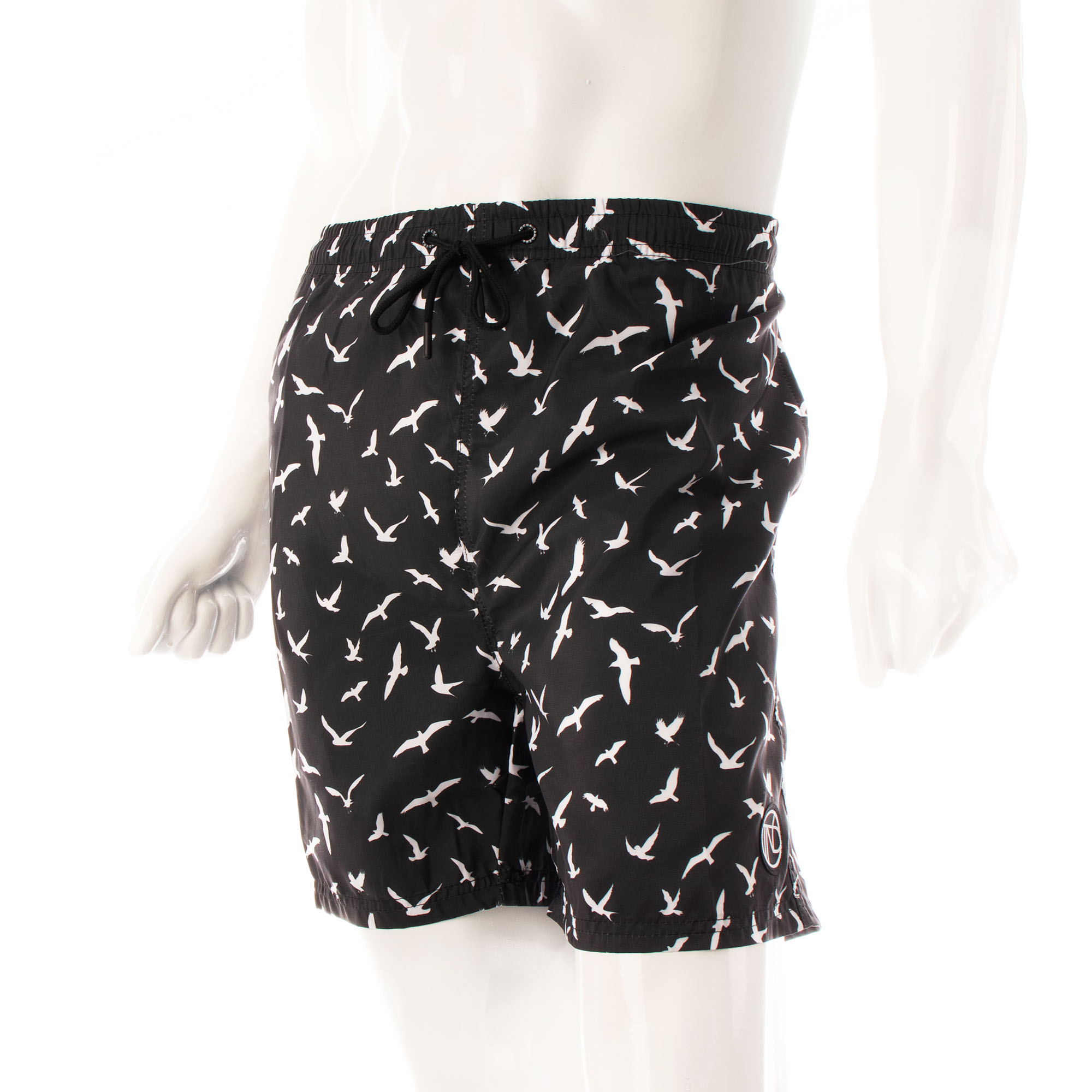 Traje de baño short hombre secado rápido aves negro