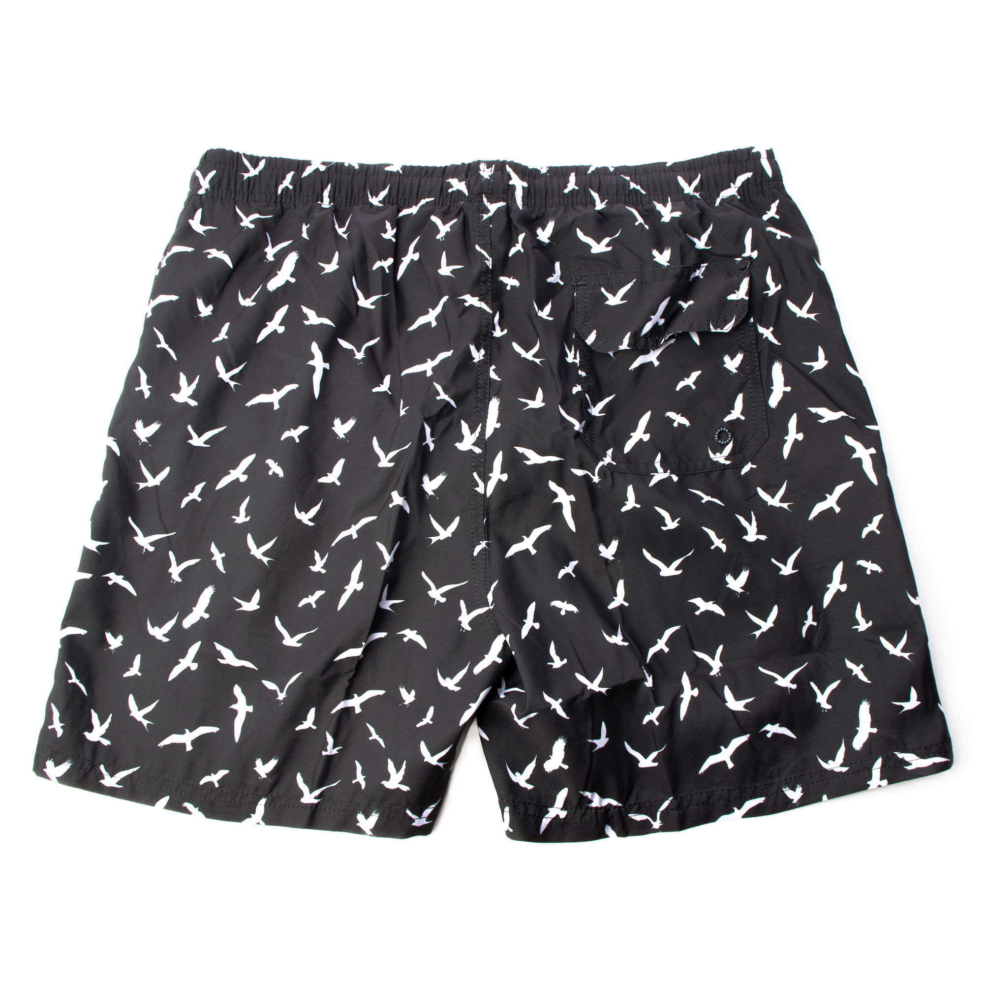 Traje de baño short hombre secado rápido aves negro