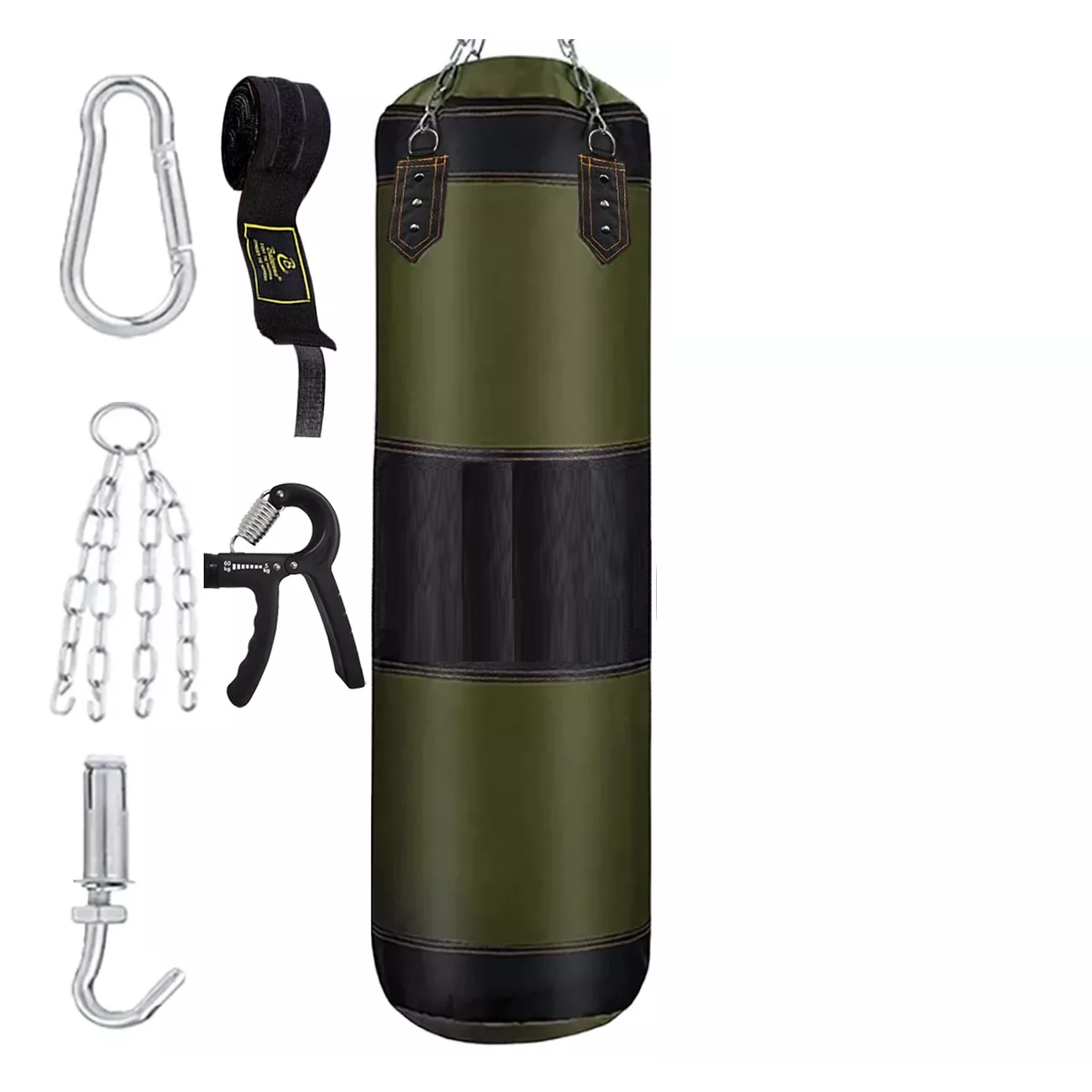 Kit Saco Bolsa Boxeo 120 Cm Verde 6 Pzas