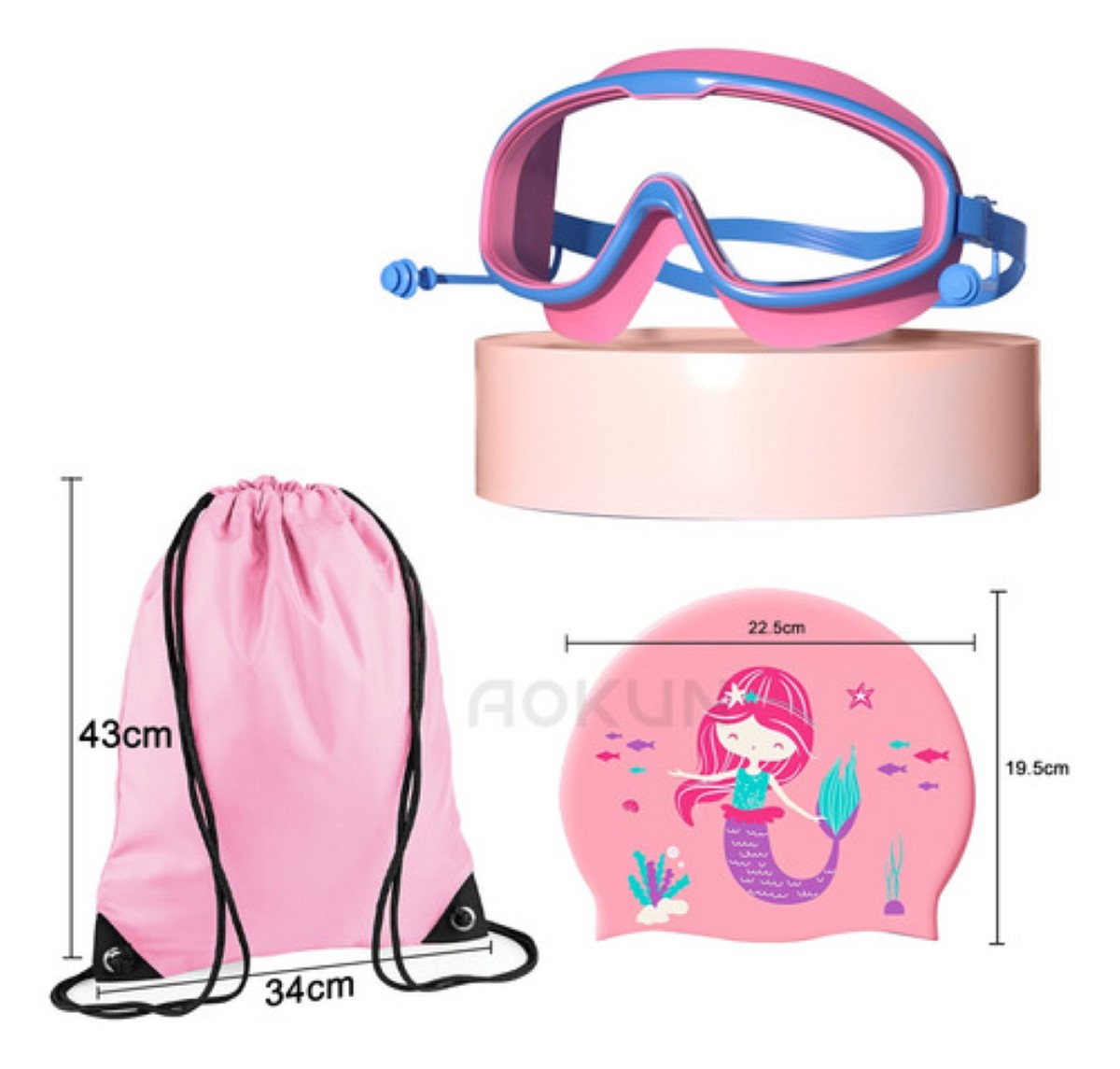 Lentes Googles Natacion Niñas La siirenita Rosa 3 a 14 años