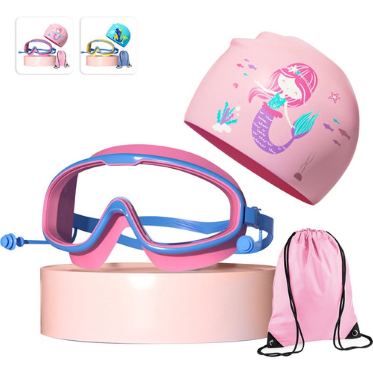 Lentes Googles Natacion Niñas La siirenita Rosa 3 a 14 años