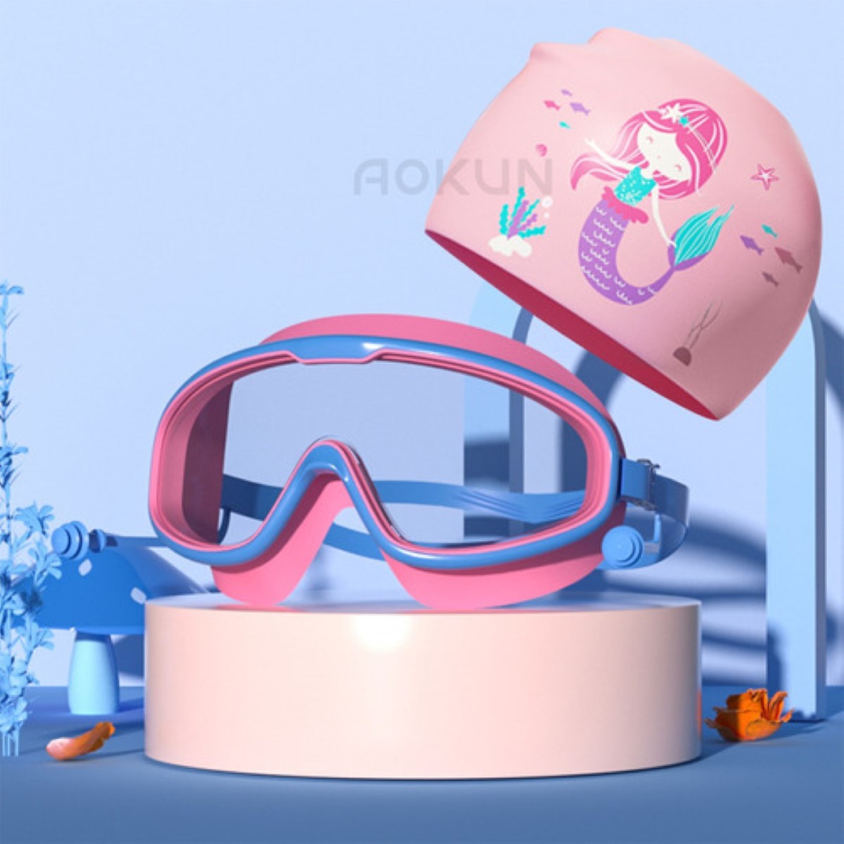 Lentes Googles Natacion Niñas La siirenita Rosa 3 a 14 años