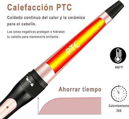 A Rizador de Cabello, Juego de Rizadora de Pelo 3 en 1 con 3 Barriles, Ferro de Rizador de Cabello Intercambiables, Ondas Cerámica con Temperatura Ajustable Calentamiento Rápido, para Todo Tipo de Pelo.