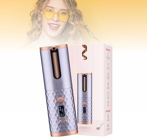 A Rizador de cabello inalámbrico portátil - Temporizador 6 Temperaturas, Crea rizos perfectos, 60 minutos us, Wireless Curler Apagado Automatico