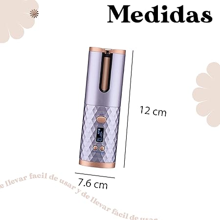 A Rizador de cabello inalámbrico portátil - Temporizador 6 Temperaturas, Crea rizos perfectos, 60 minutos us, Wireless Curler Apagado Automatico