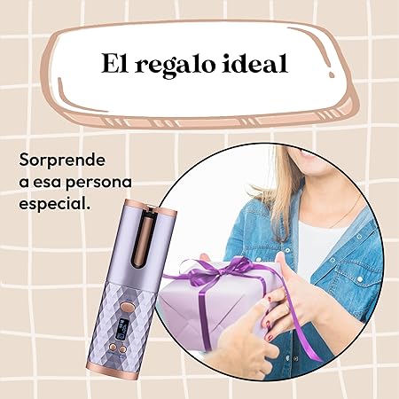 A Rizador de cabello inalámbrico portátil - Temporizador 6 Temperaturas, Crea rizos perfectos, 60 minutos us, Wireless Curler Apagado Automatico