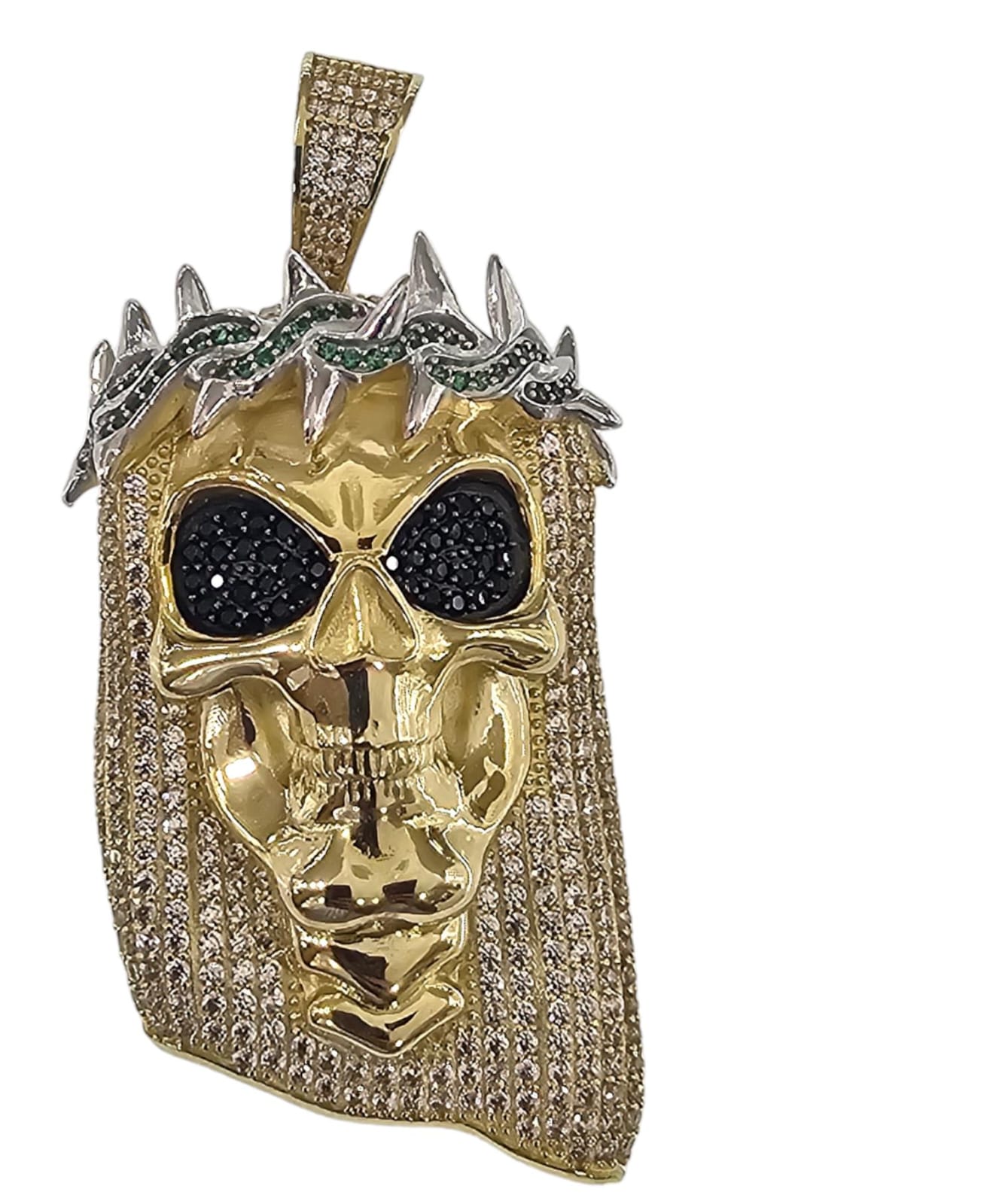 Dije de Calavera con Corona o Rostro santa muerte Oro 10K.