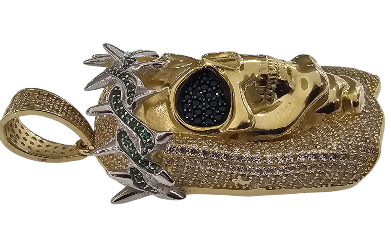 Dije de Calavera con Corona o Rostro santa muerte Oro 10K