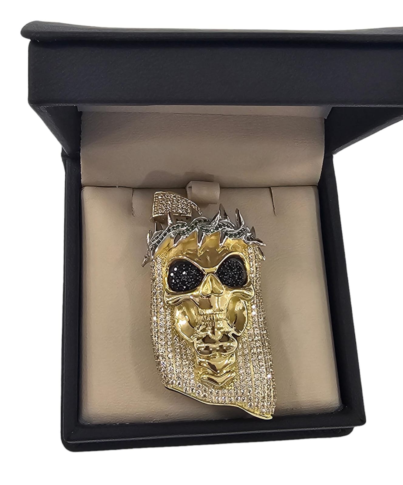 Dije de Calavera con Corona o Rostro santa muerte Oro 10K