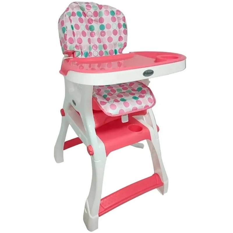 Silla Alta 2en1 PRINSEL Kinder City Circulos Rosa.