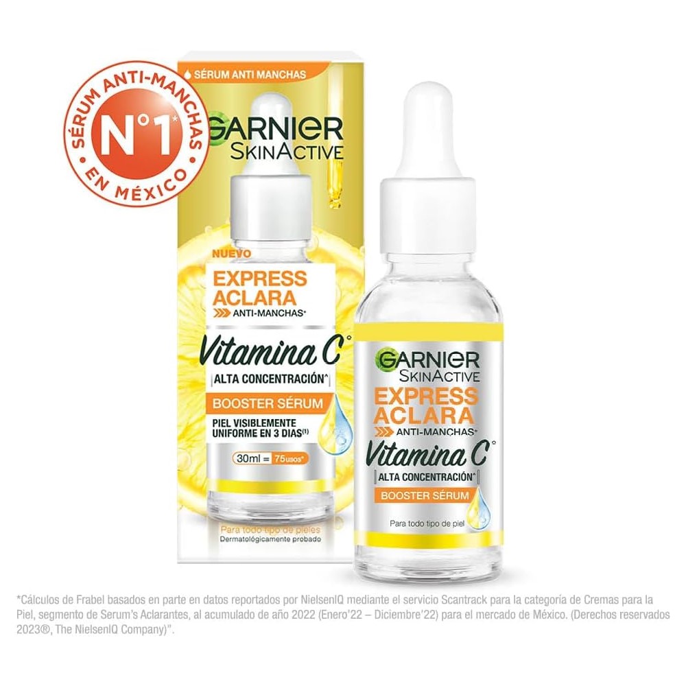 Reductor de Manchas Garnier SkinActive, Express Aclara, Crema y Sérum Facial, Vitamina C, 2 piezas