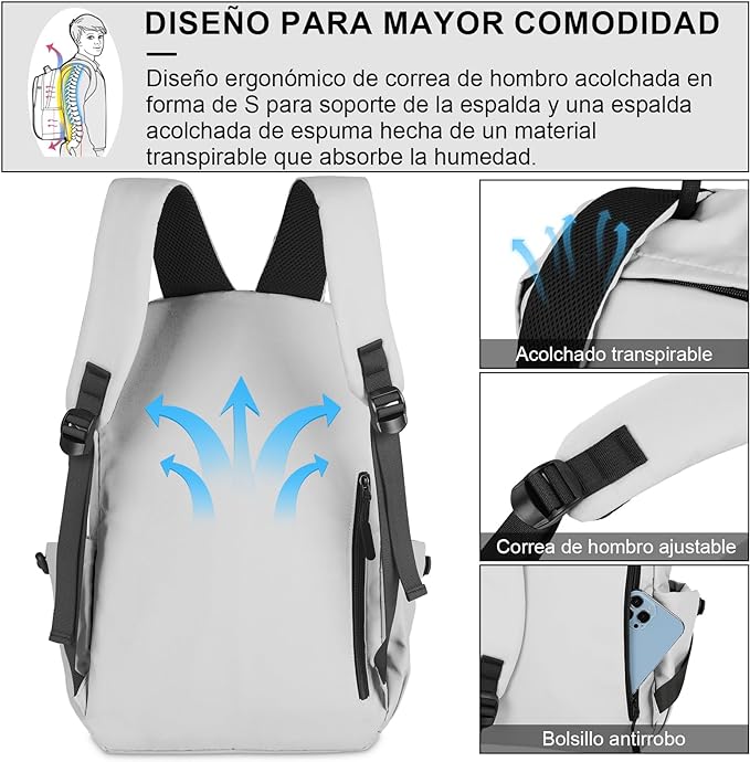 A Mochilas para Laptop Portátil 15.6 pulgadas Impermeable Mochila Antirrobo Ligero　Deportiva Universidad Elegante