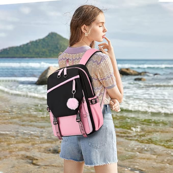 A Mochilas para Mujer Mochila para Laptop con Carga USB y Conector para Auriculares Antirrobo Mochila para Portatil de Negocios Mochila Impermeable